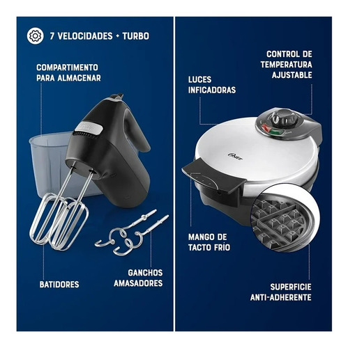 Combo Oster 4 Elementos - Licuadora Cafetera Batidora Waffle