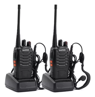 Kit X 2 Handy Baofeng Radio Walkie Talkie Bf888s 16ch Uhf + Auricular Manos Libres Bandas De Frecuencia 16 Color Negro