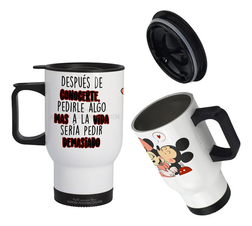 Mug Vaso Termico Viajero Para Carro Regalo Amigo Pareja 04