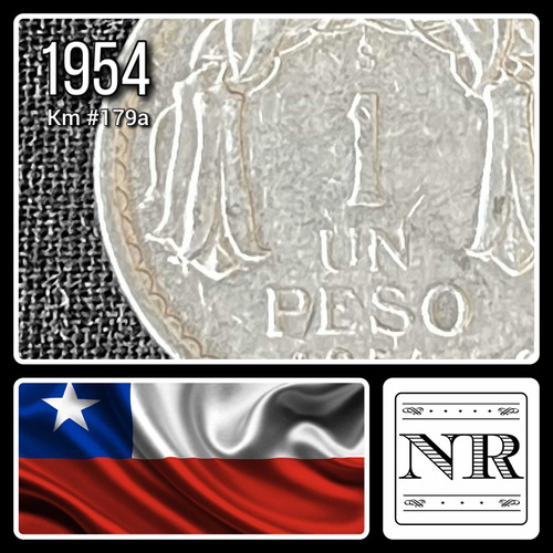 Chile - 1 Peso - Año 1954 - Km #179a - Cinta Flor Nacional