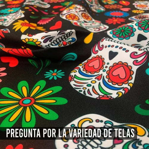 Tela Estampada Diseños Mexicano Día De Muertos Típico 1m. - $ 220.5