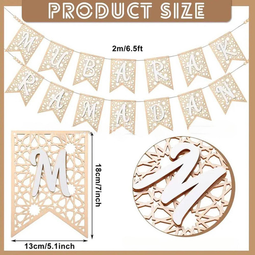 Ramadan Banner Pull Flag Decoraciones Musulmanas Props Oro