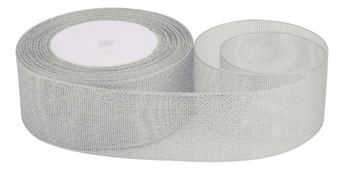Cinta De Tela Organza Brillante 1,5 Cm X 18 Metros Plateado Cinta De Organza Brillante