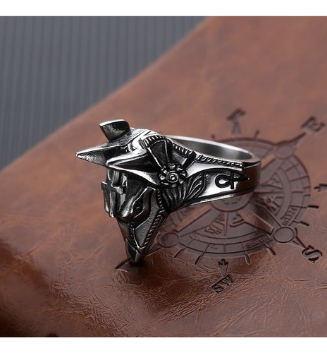 2 Anillos Guardian Egipcio Anubis Dios Serpiente Agata A237