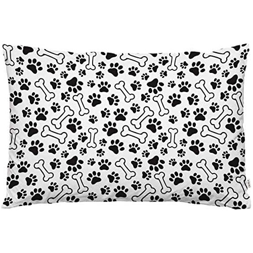 Funda De Almohada Estampado De Huellas De Perro Y Hueso...