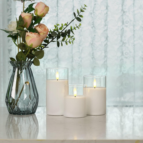 Velas Led Souvenir Decoracion Llama Control X3 Transparente Blanco