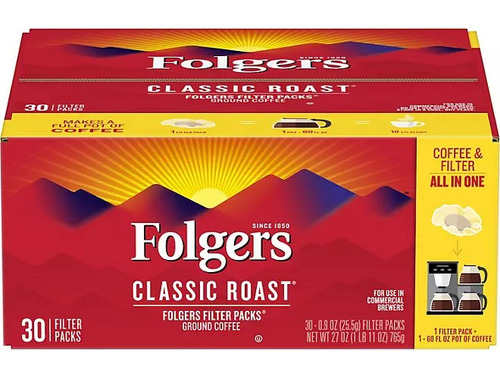 Folgers Café Tostado Clásico Paquetes Con Filtro - 30pz