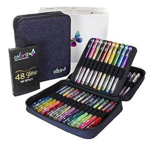 Colorit 48 Boligrafos De Gel Con Brillo Para Libros De Color