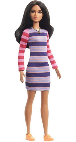 Barbie Fashionistas 147 Morena Asiática Listrada