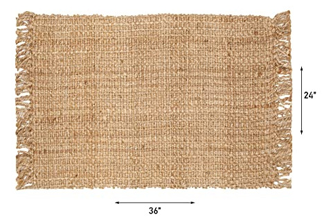 Alfombra De Yute Tejida A Mano 60 X 90 Cm Bohemia