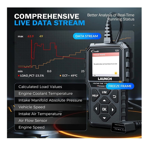 Imagen 4 de 9 de Escaner Launch Creader Cr529 Obd2 Lector Automotriz Scanner