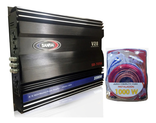 Combo Potencia Sanrai 2200w X4 + Kit De Cable De Instalacion