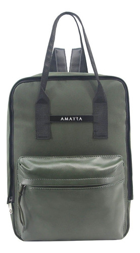 Mochila Cartera Amayra Universitaria Urbana 2387 Color Verde Diseño De La Tela Combinado