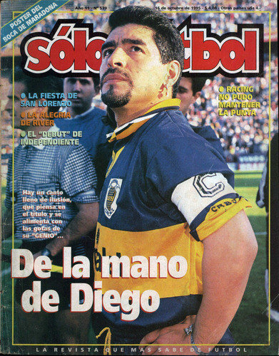 Revista Sólo Fútbol No 539 - Maradona - 16/10/1995 - Poster (Usado)
