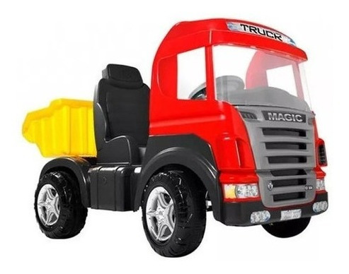 Imagem 3 de 8 de Caminhão Infantil Top Truck Pedal Som Luz Vermelho 9300