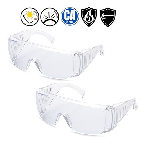 Kit 2 Óculos Epi Segurança Proteção Uv Ca Sobrepor Incolor *
