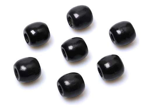 110 Black Wood Beads With 8mm Large Hole, 17x 16mm Barrel W.