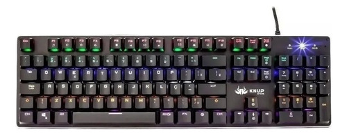 Teclado gamer Knup KP-2046 QWERTY português Brasil cor preto com luz rainbow