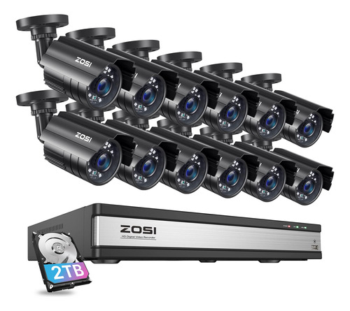 Zosi Sistema De Camara De Seguridad De 16 Canales De 1080p P