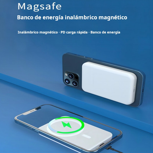 Datiger Mini Powerbank Batería Carga Inalambrica Compatible iPhone Magsafe 5000 Mah Color Negro