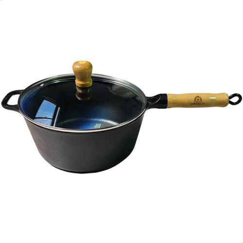 Caçarola Cabo De Madeira Tampa De Vidro 4,8 Litro 26cm