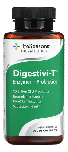 Lifeseasons Digestivi-t Enzimas + Probióticos 90 Caps Sabor Sin Sabor