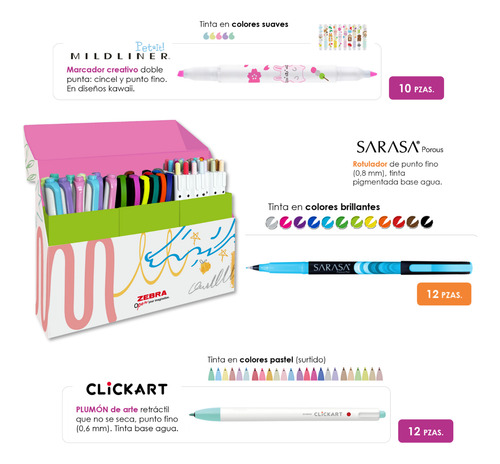 Zebra Fine Lines Box Incluye 46 Piezas Multicolor