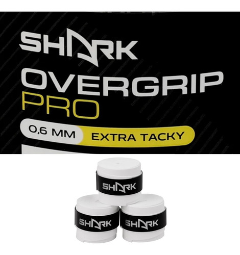 Overgrip Shark Pro Extra Tracky 0,6mm Branco - Kit Com 3
