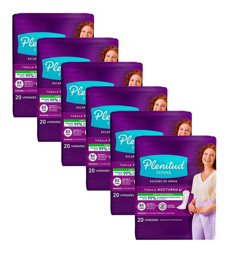 Imagen 3 de 3 de Plenitud Toalla Nocturna Femme X 20 Unidades Pack X 6