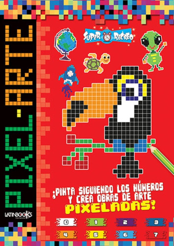 Pixel Arte - Libro Para Colorear - Latinbooks - Tapa Roja