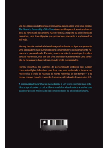 A Personalidade Neurótica Do Nosso Tempo, De Karen Horney. Editora Auster, Capa Mole, Edição 1 Em Português, 2023