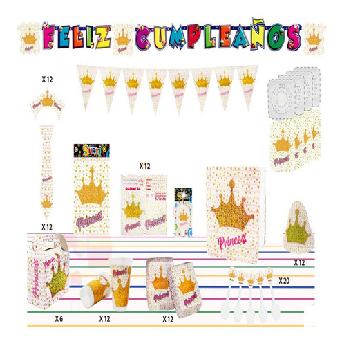 Decoración Infantil Fiesta Princesa Corona Tiara Set X12