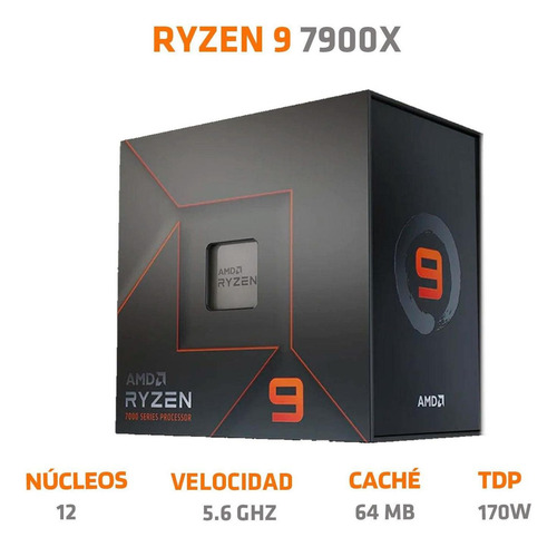 Procesador Amd Ryzen 9 7900x 5.7ghz 12core Am5 100-100000589
