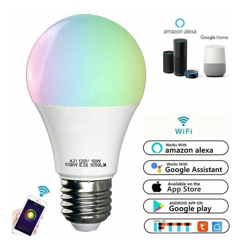 Lampara Smart E27 Led Multicolor 10w Wi-fi Rgb Android Nuevo