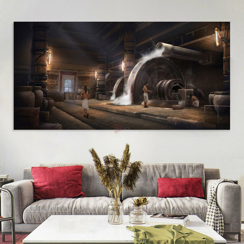 Cuadro Industrial Dark Cid9 Canvas Grueso 120x50