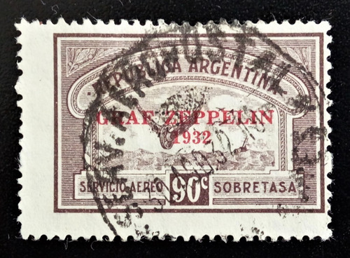 Argentina, Sello Gj 722 90c Graf Zeppelin 1932 Usado L15017