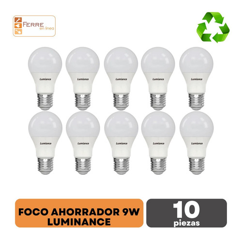 10 Focos Led 9w Ahorrador Luz Blanca Base E27 