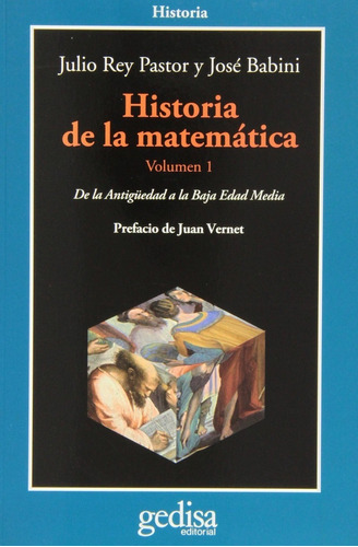 Historia De La Matematica Vol. 1 Rey Pastor - Balbini