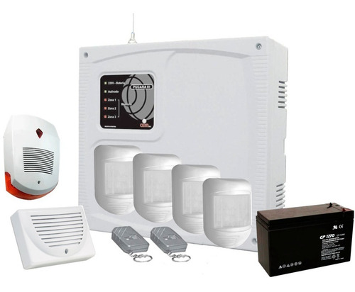 Kit Alarma Domiciliaria- 4 Sensor-controles-sirenas-batería