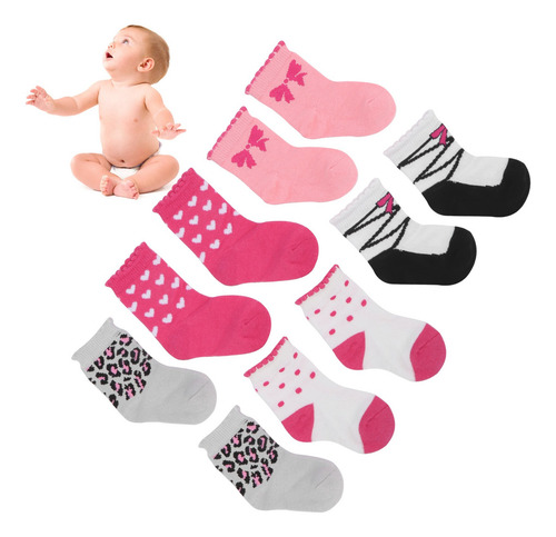 5 Pares De Algodón Multicolor Recién Nacido Bebé Bebé Niño N