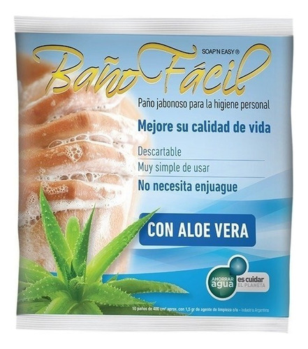 Baño Facil Paño Jabonoso Aloe Vera De 10 Unidades