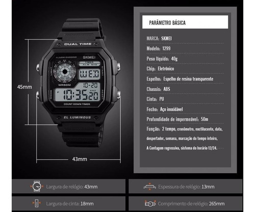Relogio Skmei Digital Militar Crono Luz (invicta,oakley,tomm