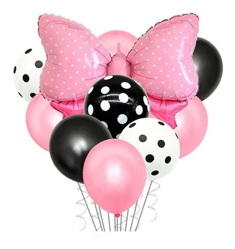 Set Globos Decoración 9 Uds Globos Látex + Globo Grande Lazo