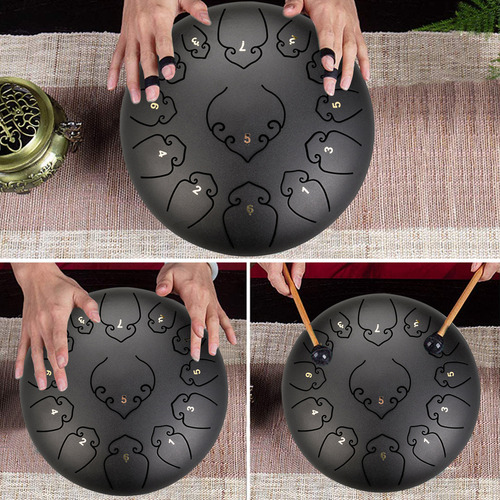 Tambor Handpan Con Lengüeta De Acero, 13 Notas, 12 Pulgadas,