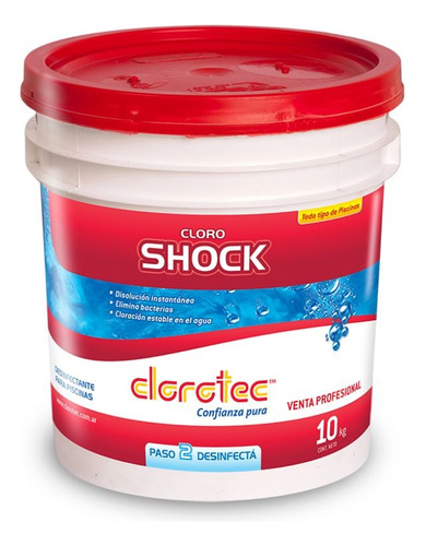 Cloro Shock Polvo (instantáneo) Para Piletas Pintadas 10 Kg