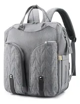 Comprar Mochila Bolso Maternal Con Cuna Y Cambiador Color Gris Diseño De La Tela Liso
