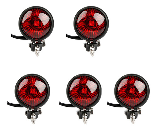 Cola De Moto, 5 Unidades, Roja, 12 V, Led Negra, Ajustable,