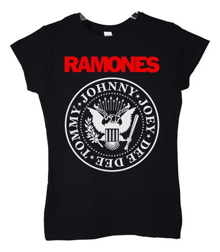 Polera Mujer Ramones Johnny Joey Dee Tommy Logo R Punk Abomi