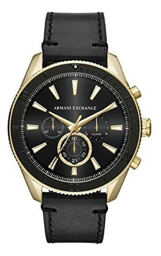 Reloj Hombre Armani Exchange Enzo De Piel Color de la correa Negro