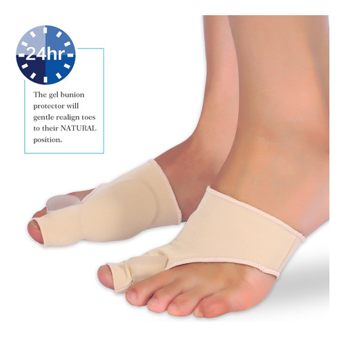 Protector Corrector De Juanetes Ortopedico Gel Silicona Par Color Beige